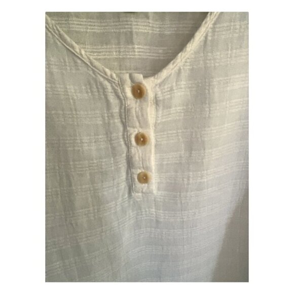 FLAX by Jeanne Engelhart 100% Linen Lagenlook Cream Ivory Blouse Tunic Top Sz Lg - Picture 5 of 7